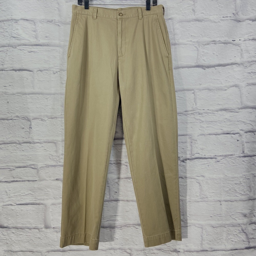 Jos A Bank Pants Mens 33x30 British Tan VIP Weekender Flat Front Cotton New